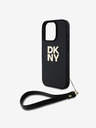 DKNY DKNY PU kožený zadný kryt s logom zápästného remienka pre iPhone 16 Pro čierny