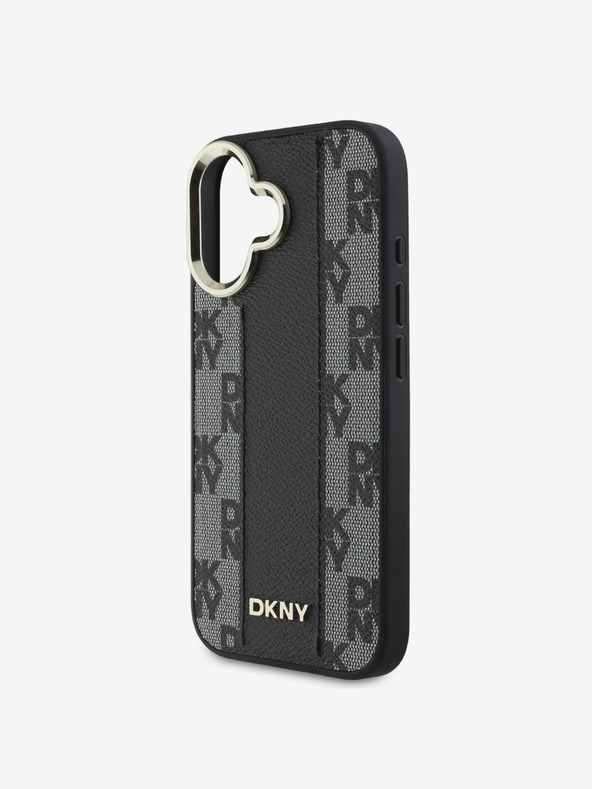DKNY DKNY PU kožený károvaný vzor Magsafe zadný kryt pre iPhone 16 čierny