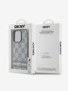 DKNY DKNY PU kožený zadný kryt s károvaným vzorom a pruhmi pre iPhone 16 Pro béžový