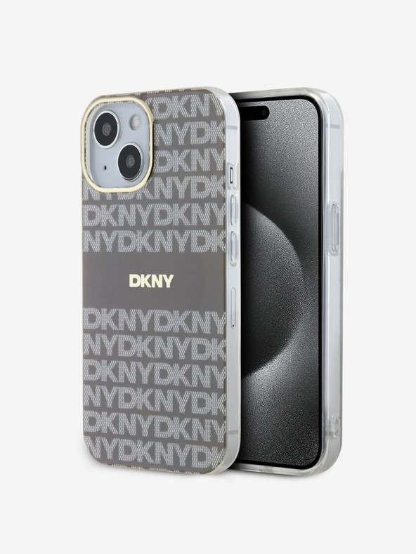 DKNY Zadný kryt PC/TPU Repeat Pattern Tonal Stripe Magsafe pre iPhone 14 Beige DKNY