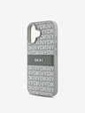 DKNY DKNY PU kožený zadný kryt s opakujúcim sa vzorom s tonálnym prúžkom pre iPhone 16 béžový