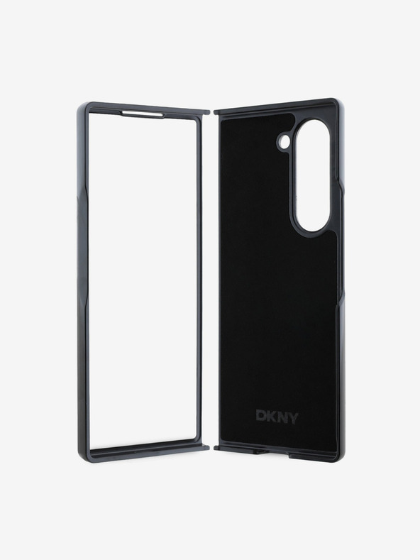 DKNY DKNY PU kožený károvaný zadný kryt so vzorom a pruhmi pre Samsung Galaxy Z Fold 6 čierny