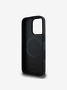 DKNY DKNY PU kožený zadný kryt MagSafe Repeat Pattern Bottom Stripe pre iPhone 16 Pro Max Black
