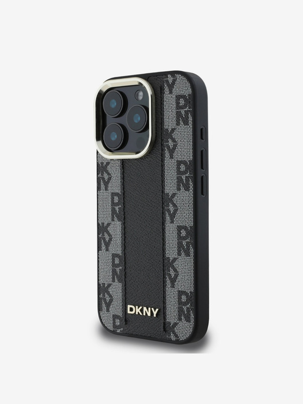 DKNY DKNY PU kožený károvaný vzor Magsafe zadný kryt pre iPhone 16 Pro Max čierny