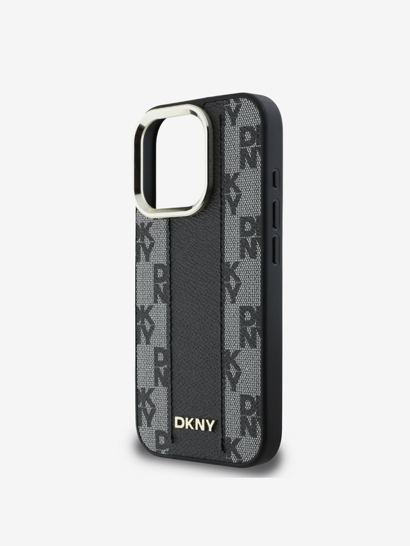 DKNY DKNY PU kožený károvaný vzor Magsafe zadný kryt pre iPhone 16 Pro Max čierny