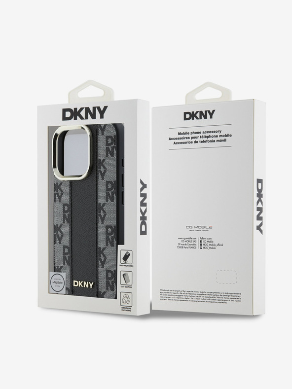 DKNY DKNY PU kožený károvaný vzor Magsafe zadný kryt pre iPhone 16 Pro Max čierny
