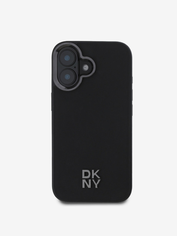 DKNY DKNY PU kožený zadný kryt s logom Magsafe pre iPhone 16 čierny