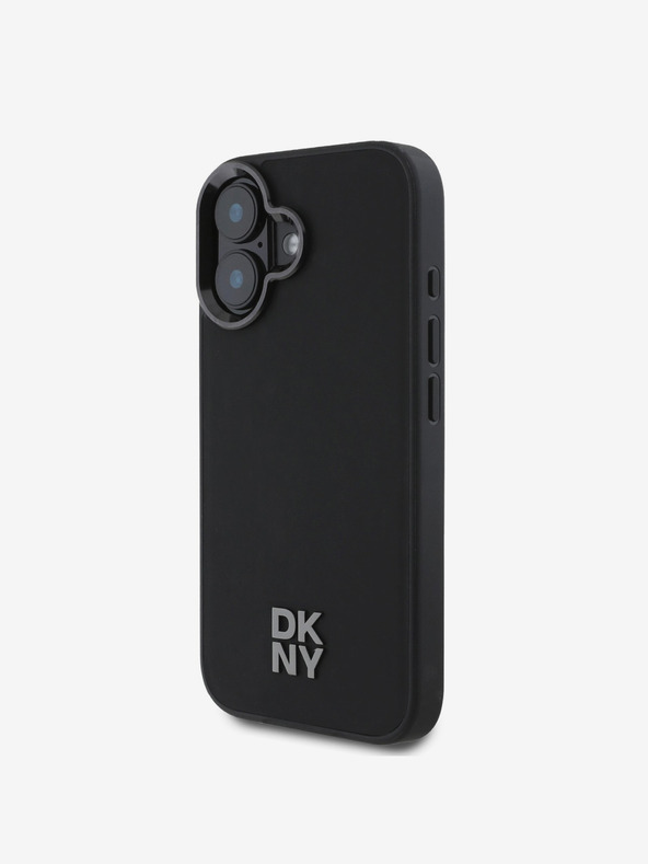 DKNY DKNY PU kožený zadný kryt s logom Magsafe pre iPhone 16 čierny