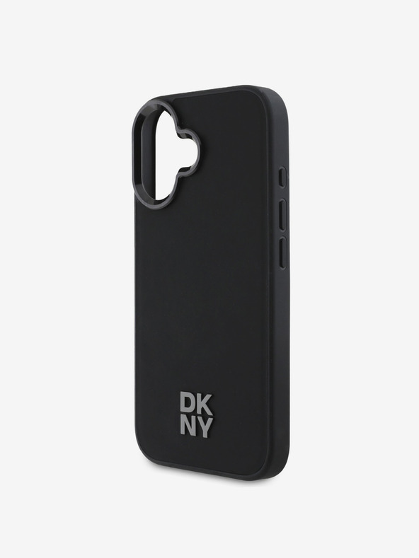 DKNY DKNY PU kožený zadný kryt s logom Magsafe pre iPhone 16 čierny