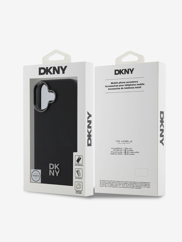 DKNY DKNY PU kožený zadný kryt s logom Magsafe pre iPhone 16 čierny