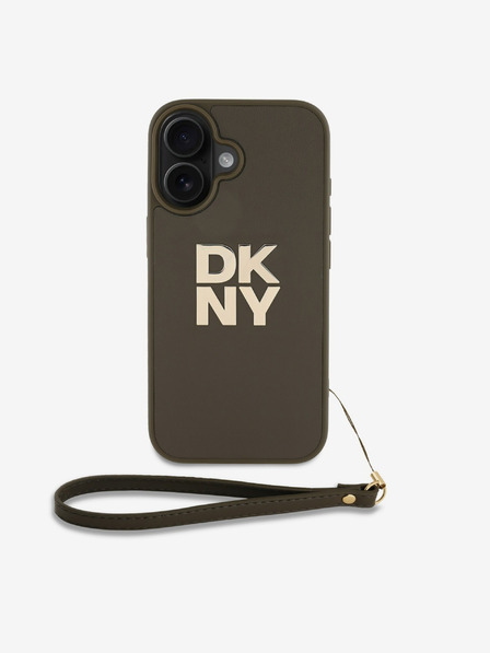DKNY DKNY PU kožený zadný kryt s logom na zápästí pre iPhone 16 zelený