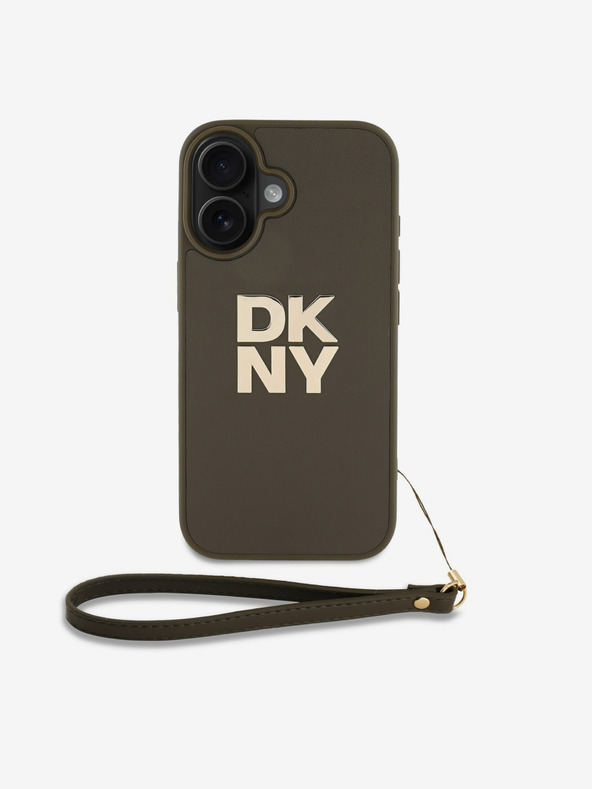 DKNY DKNY PU kožený zadný kryt s logom na zápästí pre iPhone 16 zelený