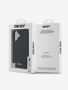 DKNY DKNY PU kožený strieborný zadný kryt s kovovým logom Magsafe pre iPhone 16 čierny
