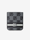 DKNY DKNY PU kožený károvaný zadný kryt so vzorom a pruhmi pre Samsung Galaxy Z Flip 6 čierny
