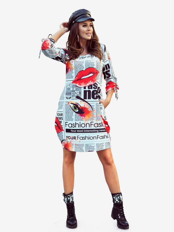 numoco Pohodlné šaty nadrozmernej veľkosti - novinový vzor Numoco SOPHIE