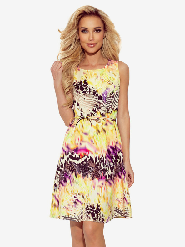 numoco Lichotivé šaty so žltou leopardou potlačou Numoco VICTORIA