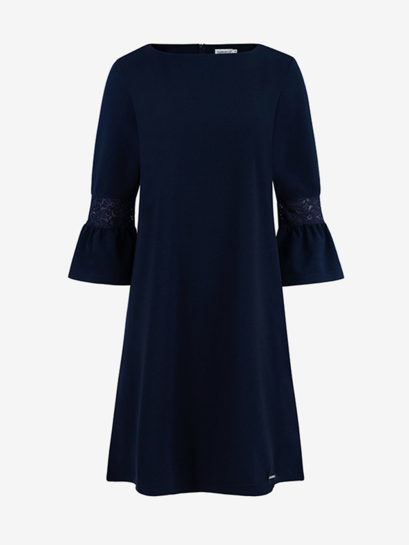 numoco Šaty s čipkovanými rukávmi - tmavomodré Numoco MARGARET