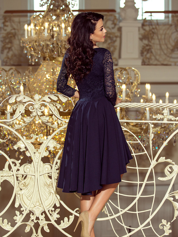 numoco Exkluzívne šaty s čipkou - tmavomodré Numoco NICOLLE