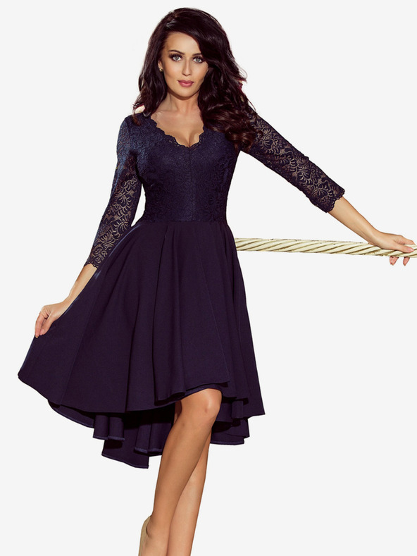 numoco Exkluzívne šaty s čipkou - tmavomodré Numoco NICOLLE