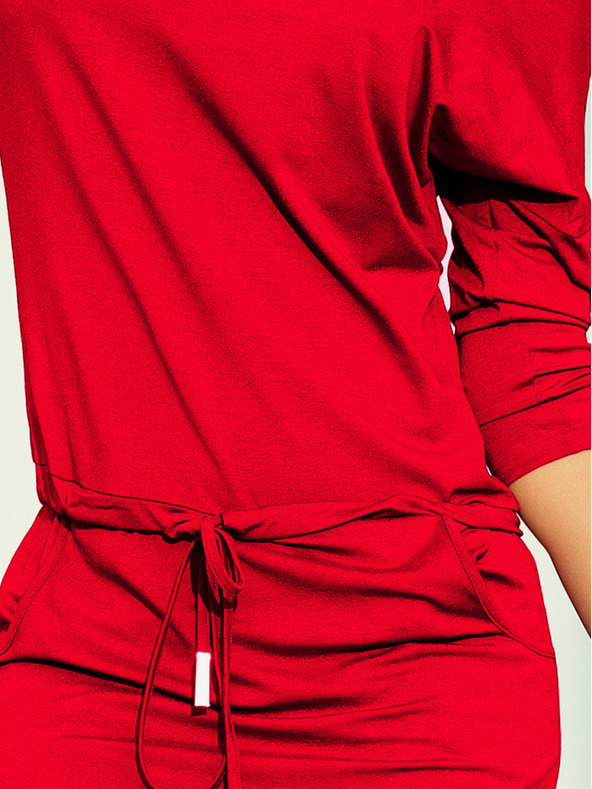 numoco Športové šaty so zaväzovaním a vreckami - červené Numoco