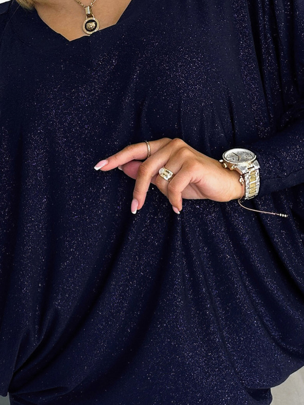 numoco Netopierie šaty - tmavomodré s trblietkami Numoco