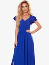 numoco Dlhé šaty s výstrihom a volánmi - modré Numoco LIDIA