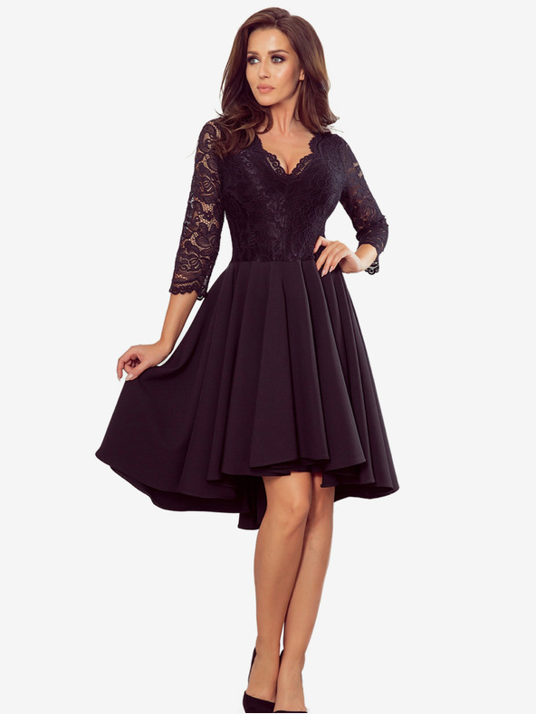 numoco Exkluzívne šaty s čipkou - čierne Numoco NICOLLE