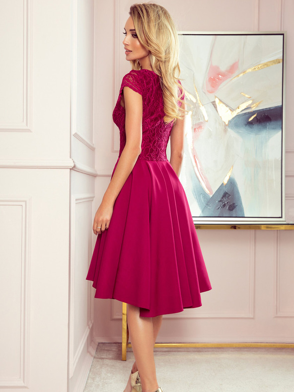 numoco Exkluzívne šaty s čipkou - bordová Numoco PATRICIA