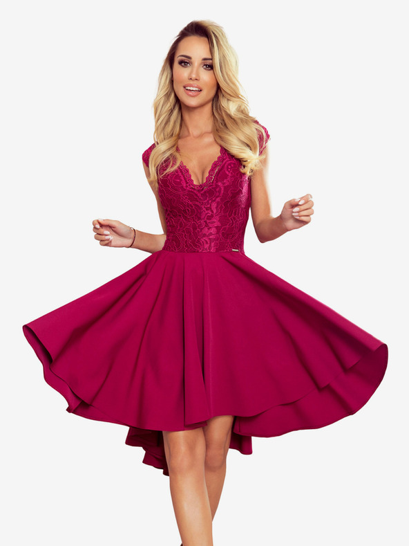 numoco Exkluzívne šaty s čipkou - bordová Numoco PATRICIA