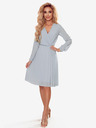 numoco Plisované šaty s výstrihom a dlhými rukávmi - sivé Numoco ISABELLE