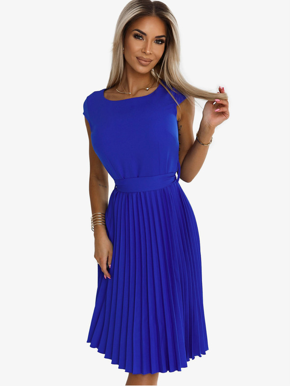 numoco Plisované šaty s krátkym rukávom - modré Numoco LILA