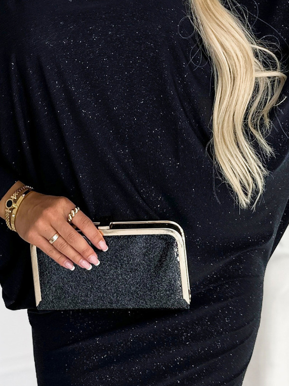 numoco Netopierie šaty - čierne s trblietkami Numoco