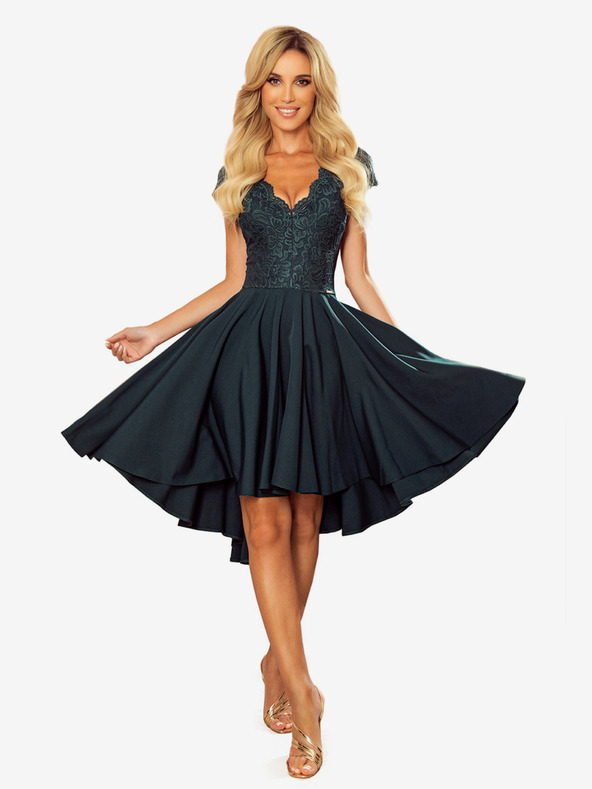 numoco Exkluzívne šaty s čipkou - zelené Numoco PATRICIA