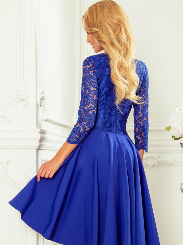 numoco Exkluzívne šaty s čipkou - modré Numoco NICOLLE