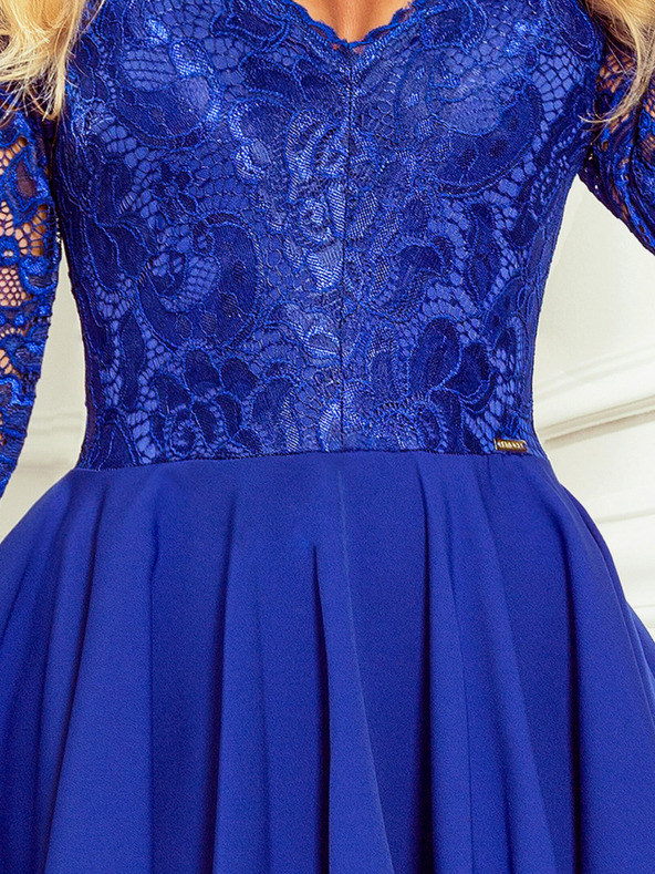 numoco Exkluzívne šaty s čipkou - modré Numoco NICOLLE