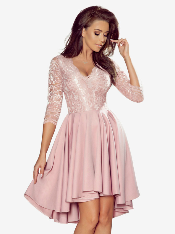 numoco Exkluzívne šaty s čipkou - púdrovo ružové Numoco NICOLLE