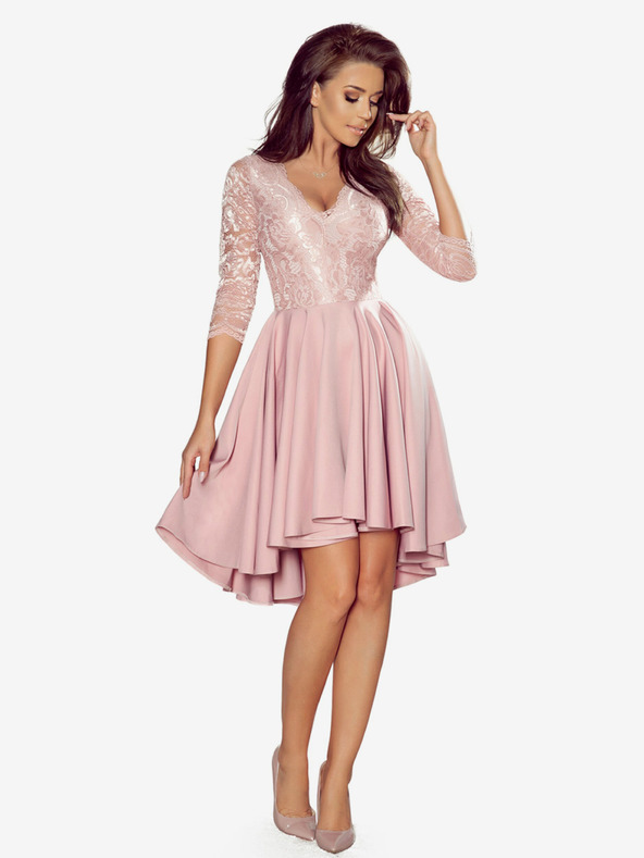 numoco Exkluzívne šaty s čipkou - púdrovo ružové Numoco NICOLLE