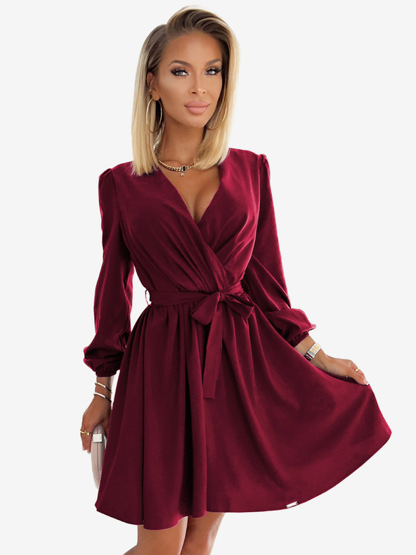 numoco Dámske šaty s výstrihom - bordové Numoco BINDY