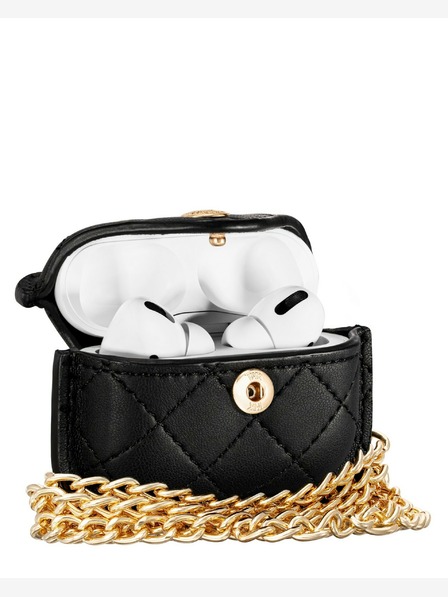 Anne Klein Anne Klein Čierne kožené puzdro na slúchadlá Apple AirPods Pro