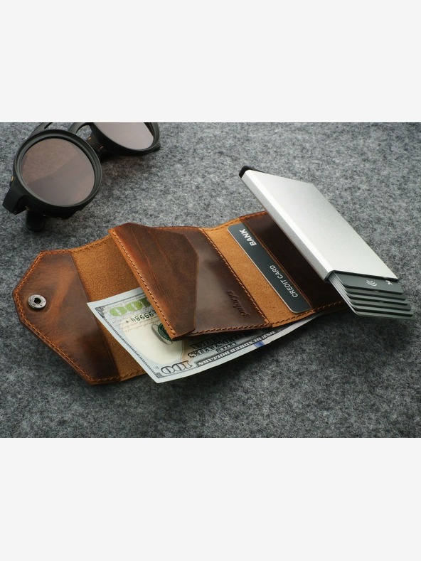 Pularys Pularys pánska kožená peňaženka hnedá