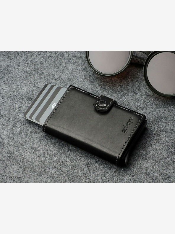 Pularys Pularys Pánska kožená peňaženka Hiker a darčeková súprava na kľúče čierna 211314101