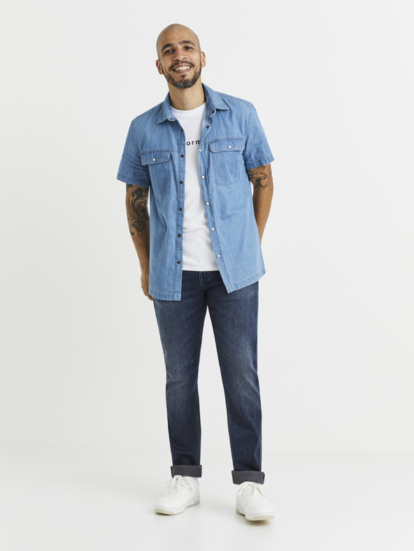 Celio Tmavomodré pánske džínsy slim fit Celio
