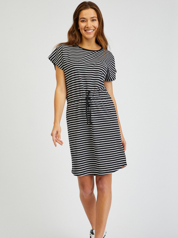 Sam 73 Bielo-čierne dámske pruhované šaty SAM73 Sagitta