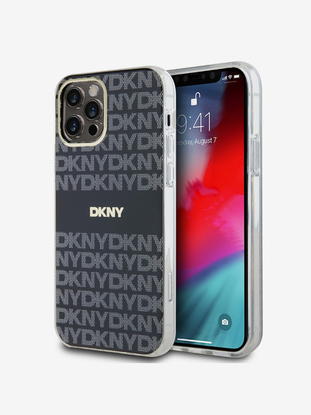 DKNY Zadný kryt PC/TPU Repeat Pattern Tonal Stripe Magsafe pre iPhone 12/12 Pro Black DKNY