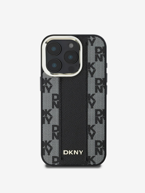 DKNY DKNY PU kožený károvaný vzor Magsafe zadný kryt pre iPhone 16 Pro čierny