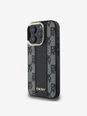 DKNY DKNY PU kožený károvaný vzor Magsafe zadný kryt pre iPhone 16 Pro čierny