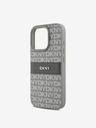 DKNY DKNY PU kožený zadný kryt s opakujúcim sa vzorom s tonálnym pruhom pre iPhone 16 Pro Max béžový