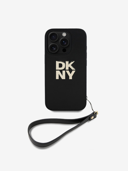 DKNY DKNY PU kožený zadný kryt s logom na zápästí pre iPhone 16 Pro Max Black