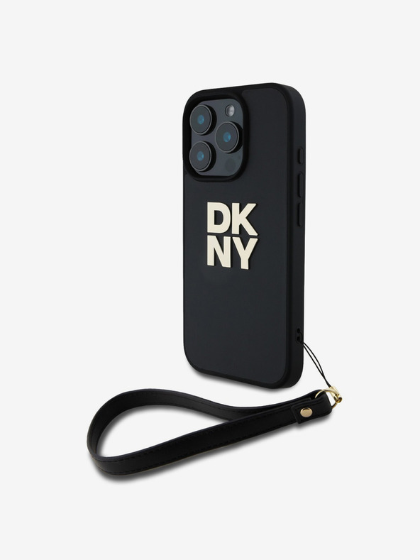 DKNY DKNY PU kožený zadný kryt s logom na zápästí pre iPhone 16 Pro Max Black