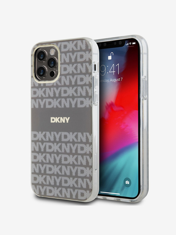 DKNY Zadný kryt PC/TPU Repeat Pattern Tonal Stripe Magsafe pre iPhone 12/12 Pro Beige DKNY
